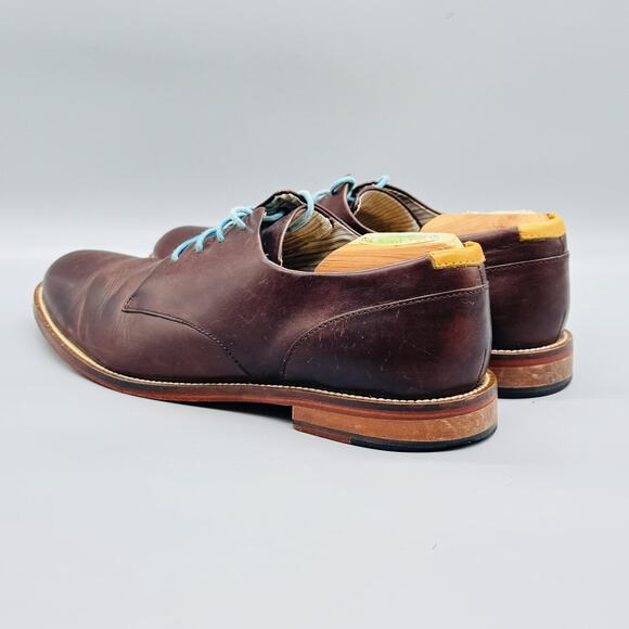 J Shoes Men 10 Brown Leather Derby Oxford Lace Up Dress Handcrafted Sole Classic